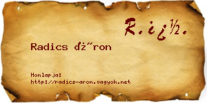 Radics Áron névjegykártya