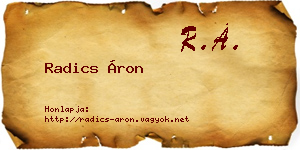 Radics Áron névjegykártya